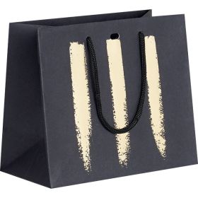 Подаръчна хартиена торбичка черно/златно, текстилни дръжки, 20х10х17см, SB026P