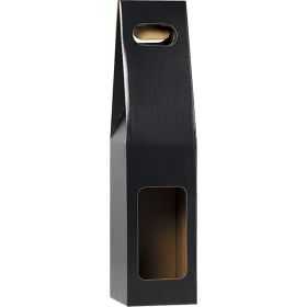 Gift box for 1 bottle of wine, Black/Kraft, 9x9x40 cm, GV020-1BK