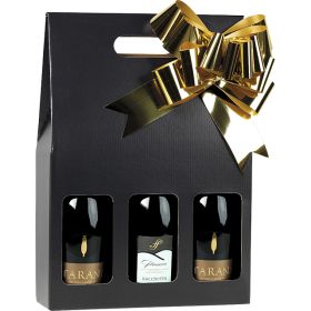 Подаръчна кутуя за 3 бутилки вино, черно/крафт, 27.5x9x40 cm, GV022-3BK