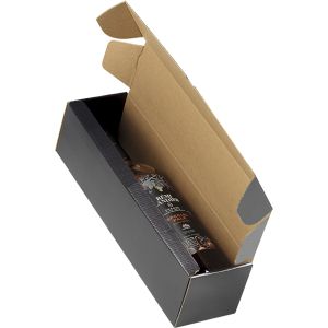 Картонена кутия за вино, за 1 бутилка крафт/черен ; 9 x 9 x 34 cm, GV008-1BK