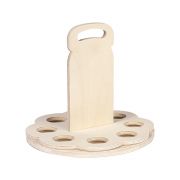 Beer Holder Wood Round with  handle 8 Long Neck D25,5x25,5cm, GB008LN