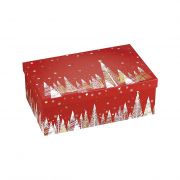 Box Rectangular Cardboard, red / white / hot gilding  gold Happy Holidays decor 31,5x18x10cm, BF389P