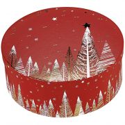 Box Round Cardboard, red / white / gold / hot foil gold /Happy Holidays decor D31,5x12cm, BF381M