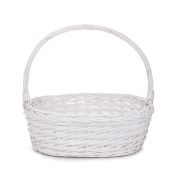 Basket wicker oval, white, 29.5x26x12 cm, SP610M