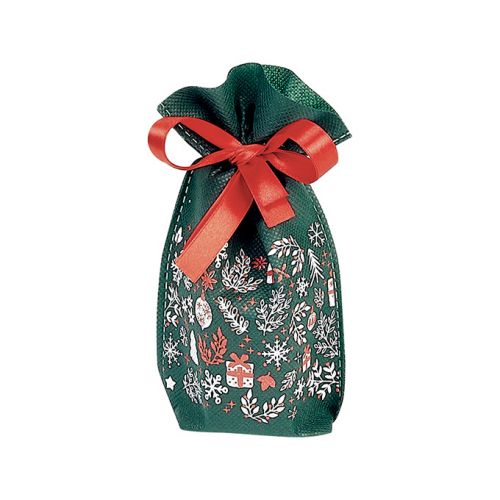 Коледна подаръчна торбичка с червена сатенена панделка, 12x20.5 см, SC082XS