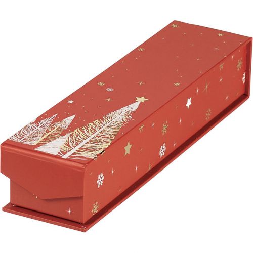 Box Square Cardboard, chocolates,  2 rows, red / white / hot foil gold, magnetic closure 23x7,5x3,3cm, PC180L