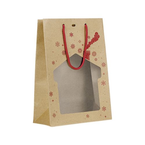Коледна торбичка от Крафт хартия / с дръжки 20x10x29cm, SB104S