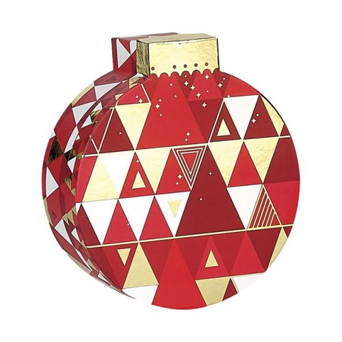 Картонена кутия с форма на Коледна топка, с геометрични фигури D27,5/31x10cm, BF221P