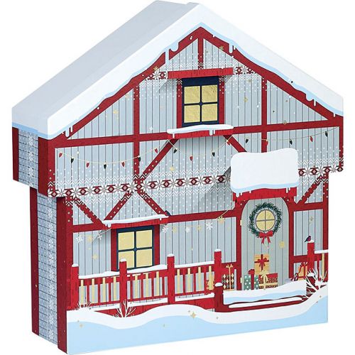 Box Cardboard Chalet shape Red/White/Hot gliding gold 