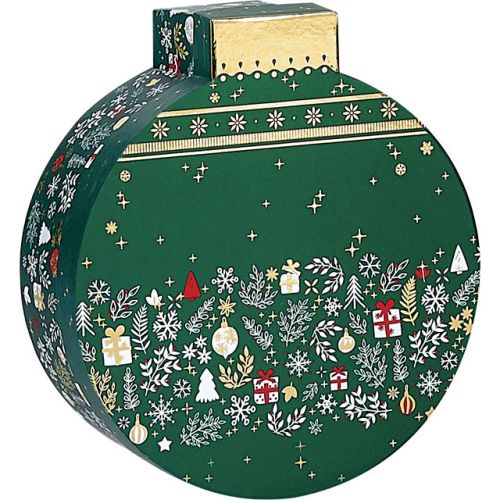 Картонена кутия под формата на Коледна топка "Bonnes Fêtes" D31,5/35,5x12cm, BF201M