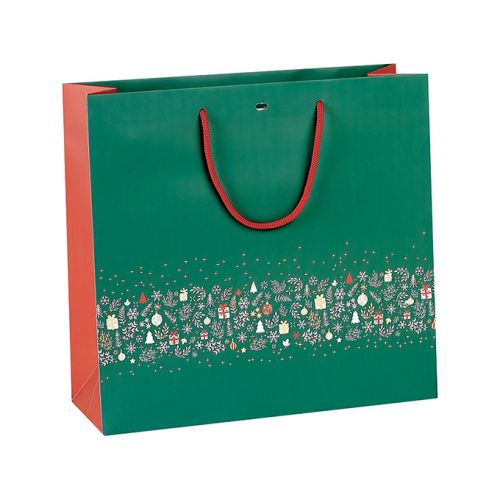 Bag Paper Green/Red/Gold 