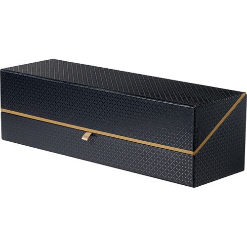 Черна картонена кутия с капак в черно и златно с UV печат, 39,4x12,1x11,7 cm, SV300L