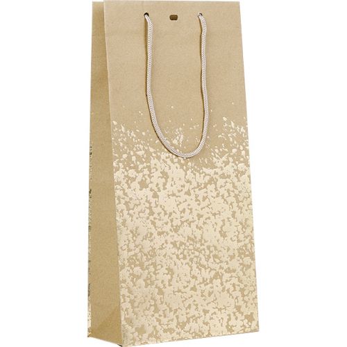 Bag Paper kraft 2 bottles hot gliding gold gold cord handles eyelet, 18x9x39 cm, SB127-2B