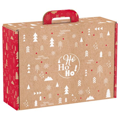 Правоъгълна картонена кутия, тип "куфарче" "Ho ho ho” 34.2 x 25 x 11.5см, CV032M