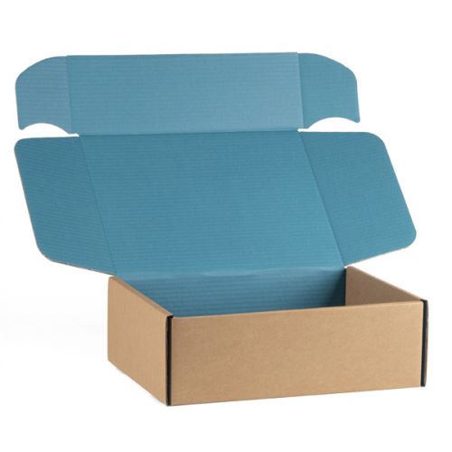 Правоъгълна картонена кутия, крафт и синьо,  33x18,5x9,5см, CV506PB