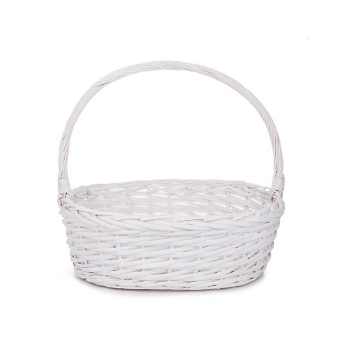 Овална плетена кошница, бяла, 25x20x11 см, SP610P