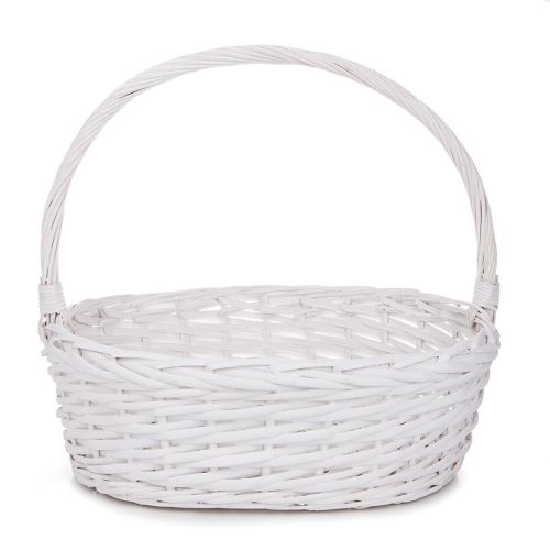 Basket wicker oval, white, 34.5x31x13 cm, SP610G