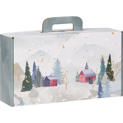 Cardboard rectangular briefcase box "SNOWY COUNTRY", 33x18.5x9.5 cm, CV048P