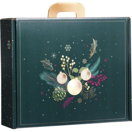 Картонена правоъгълна кутия тип "куфарче" ENCHANTED NATURE, зелено/златно 34.2 x 25.0 x 11.5 cm, CV053M
