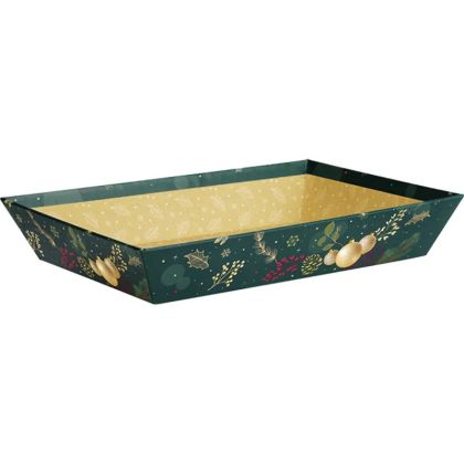 Картонен поднос ENCHANTED NATURE, зелено/златно топъл печат 33.0 x 20.0 x 7.0 cm, BF494M