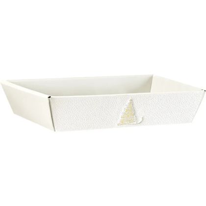 Картонен поднос GOLDEN SPARKLES, текстура бяло/златно 34.0 x 21.0 x 7.3 cm, CP334M-W