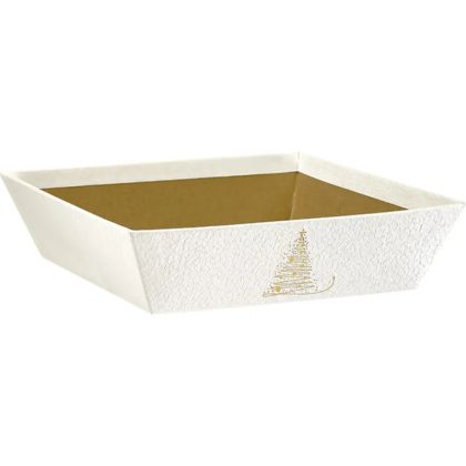 Картонен поднос GOLDEN SPARKLES, текстура бяло/златно 20.0 x 20.0 x 5.0 cm, PC302CS