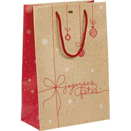 Хартиена торбичка "WINTER SURPRISES" в червено/бяло, 20.0 x 10.0 x 29.0 cm, SB1071S 