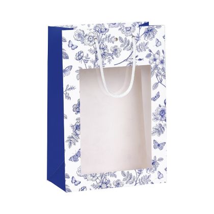 Хартиена торбичка „CLASSIC TOILE DE JOUY“ бяло/синьо със прозорец, 20.0 x 10.0 x 29.0 cm, SB1181S