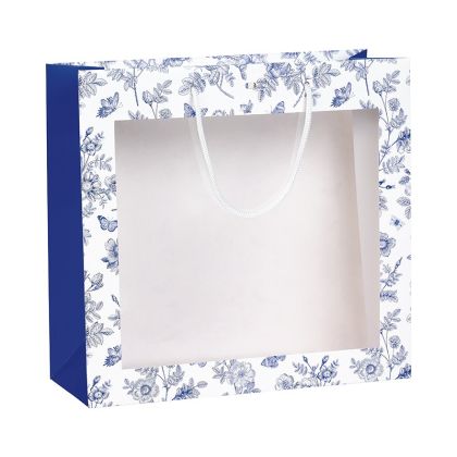 Хартиена торбичка „CLASSIC TOILE DE JOUY“ бяло/синьо със прозорец, 35.0 x 13.0 x 33.0 cm, SB1183G