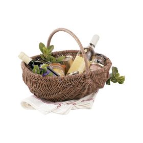 Oval willow basket with fix handle  38x28x13/28cm, PN014M
