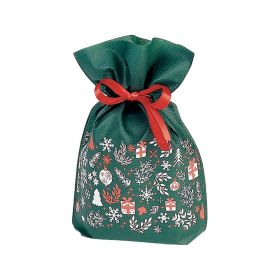 Коледна подаръчна торбичка с червена сатенена панделка, 20x30 см , SC082S