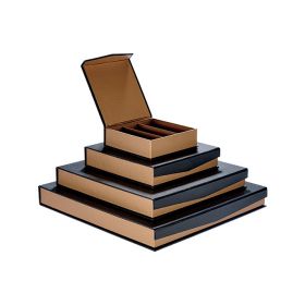 Box Square Cardboard, chocolates, 4 rows, copper / black / UV Printing with magnetic closure  15,5x15,5x3,3cm, PC190MK