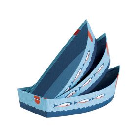 Tray Cardboard Boat shape Fish/Blue  34,5x17x9,5cm, MO135G