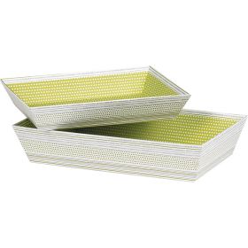 Basket Cardboard rectangular decor green / gray / white 33x20x7cm, LA204M