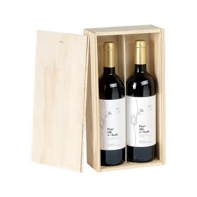 Дървена кутия за вино, за 2 бутилки "Бордо", с плъзгащ се капак, 32.3x16.2x7.9 см, GVBX-2BN
