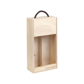 Дървена кутия за вино, за 2 бутилки &quot;Бордо&quot;, с плъзгащ се капак и дръжка 32,3x16,2x7,9cm, GVBX-2BFN