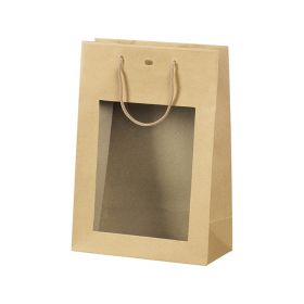 Подаръчна торбичка от Крафт хартия с "пвц прозорец" 20x10x29, SB005M