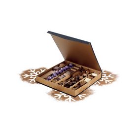Квадратна  кутия за шоколадови бонбони, 7 редa, с магнитно затваряне и UV печат 26,5x26,5x3,3cm, PC190EK