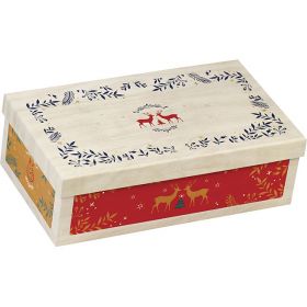 Правоъгълна картонена кутия "Bonnes Fêtes" с коледен мотив 33x21x12cm, BF390M