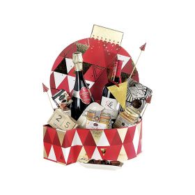 Картонена кутия с форма на Коледна топка, с геометрични фигури D33,5/37,8x12cm, BF221M