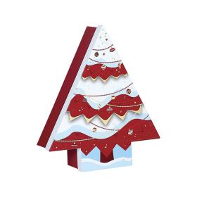 Box Cardboard Christmas tree shape Red/White/Hot gliding gold 