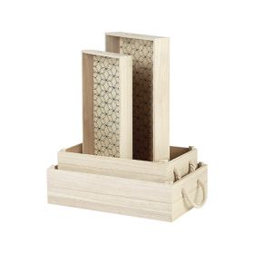 Правоъгълна дървена кутия/поднос с дръжки, 35x21x12 см, B180M
