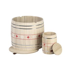 Box Wood Natural, barrel-shaped,  with red / white design D9,1x13,5cm, B081P