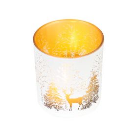 Стъклена чаена свещ, с коледен мотив D7,3x8cm, CR73OR