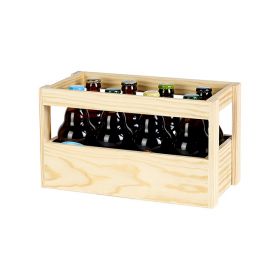 Crate Pinewood 8 Beer Bottles 33cl Steinie Int.Dim, 28.5x14.5x18 cm, GB009-ST8P