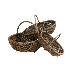 Oval willow basket with fix handle 46x35x15/38cm, PN014G