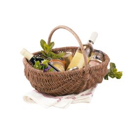 Oval willow basket with fix handle 46x35x15/38cm, PN014G