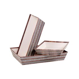 Rectangular cardboard tray / brown and cream design  36x27x7cm, TR105G