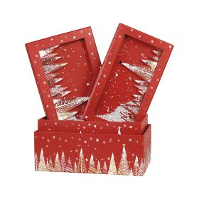 Правоъгълна картонена кутия "Happy Holidays", снежен ефект, 31.5x18x10 см, BF382P