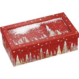 Правоъгълна картонена кутия &quot;Happy Holidays&quot;, снежен ефект 33x21x12cm, BF382M